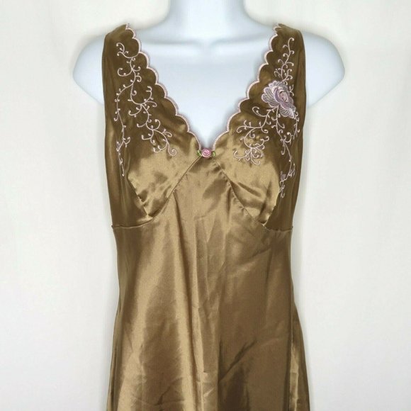 Vintage Inner Most Sears Knee Length Nightgown Embroidery Chiffon Accordion Hem - Picture 2 of 10